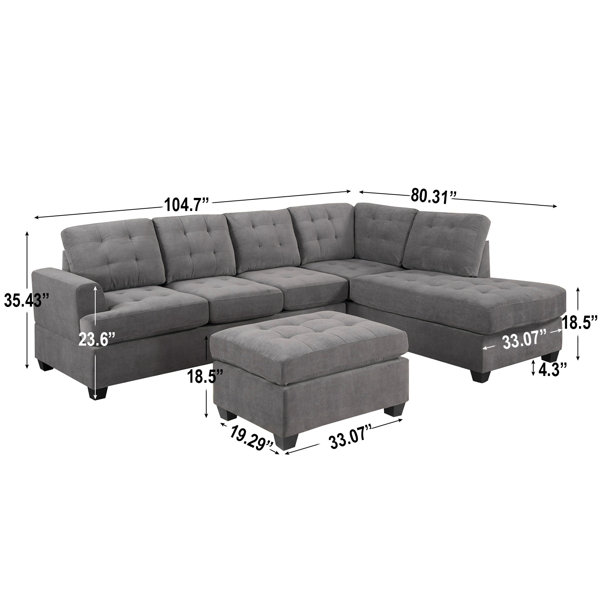 Red Barrel Studio® Sectional Set With Right Hand Chaise Lounge And Storage Ottoman Wayfair.ca